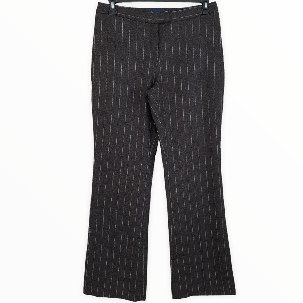 PLUS Boden Brown Wool‎ Pin Stripe Long Slightly Flared Pants Size 14L (US 10L)